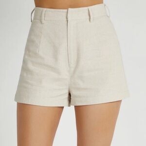 Meshki High Waist White Linen Shorts Crisp Tailored Size XXS NWT